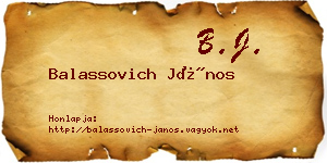 Balassovich János névjegykártya